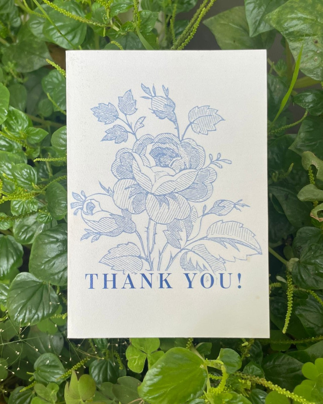 Blue Floral Thank You Card