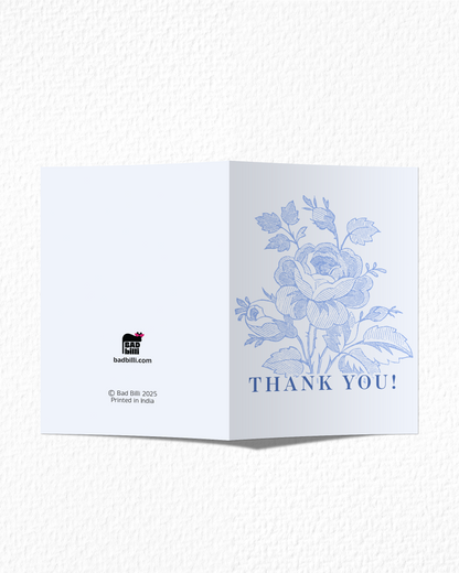 Blue Floral Thank You Card