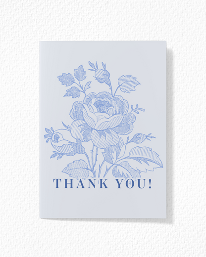 Blue Floral Thank You Card