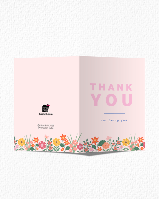 Pink Floral Thank You Card