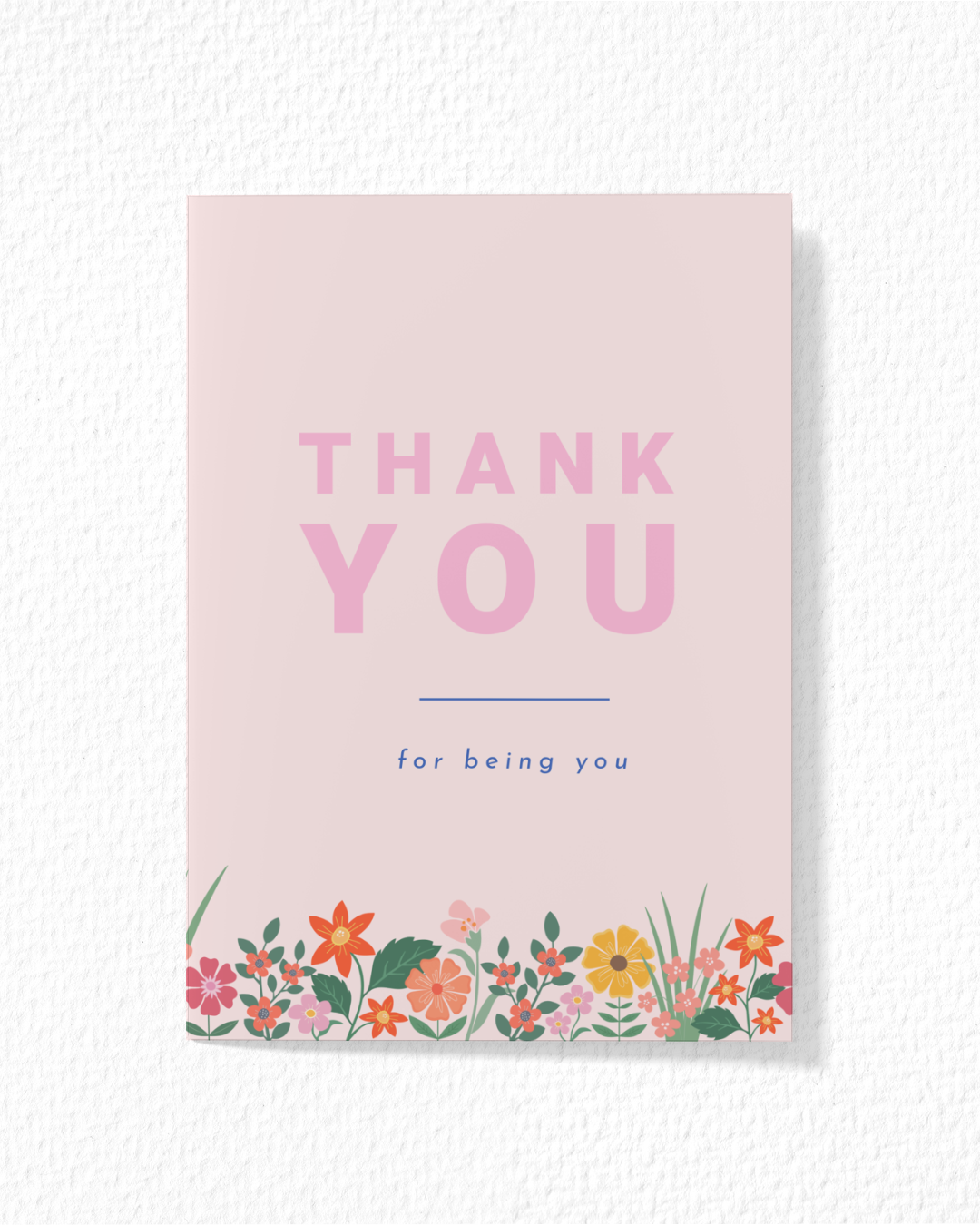 Pink Floral Thank You Card